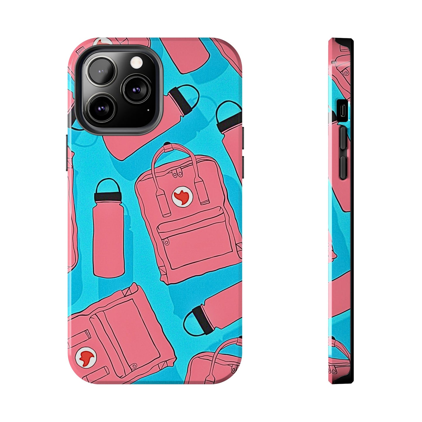 VSCO Kanken Backpack Water Bottle Pink & Blue Tough Phone Case | Aesthetic