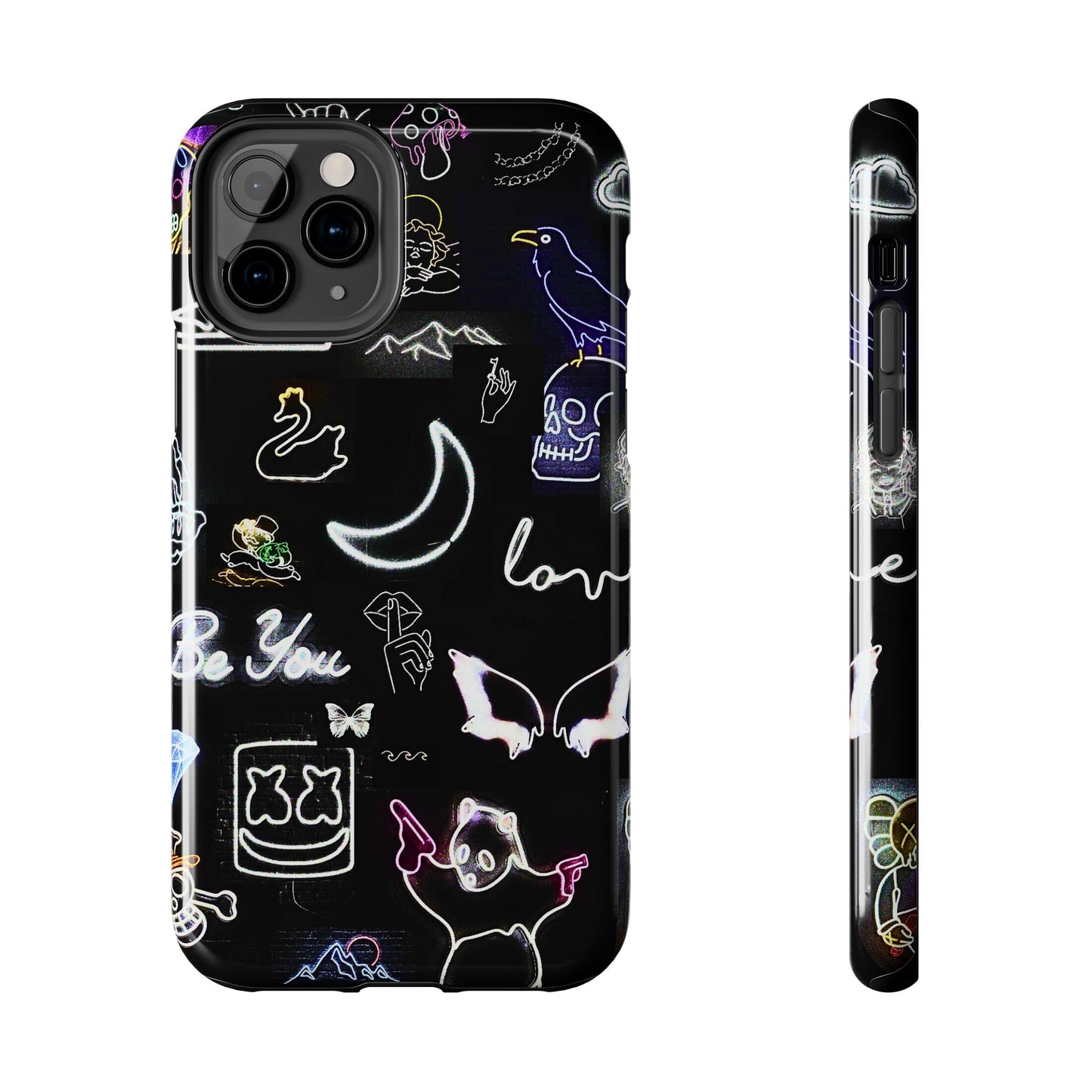 Funda resistente para teléfono estilo neón blanco | Estética