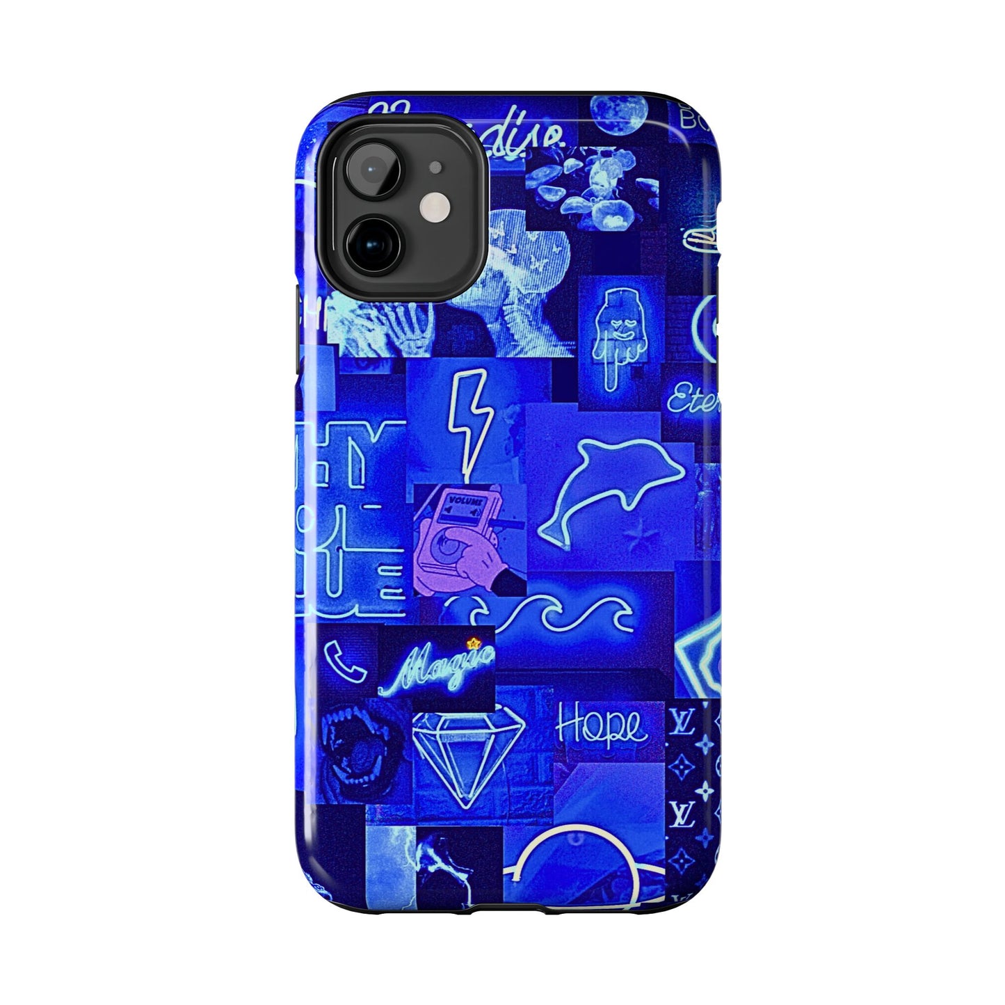 Blue Neon Style Tough Phone Case | Aesthetic
