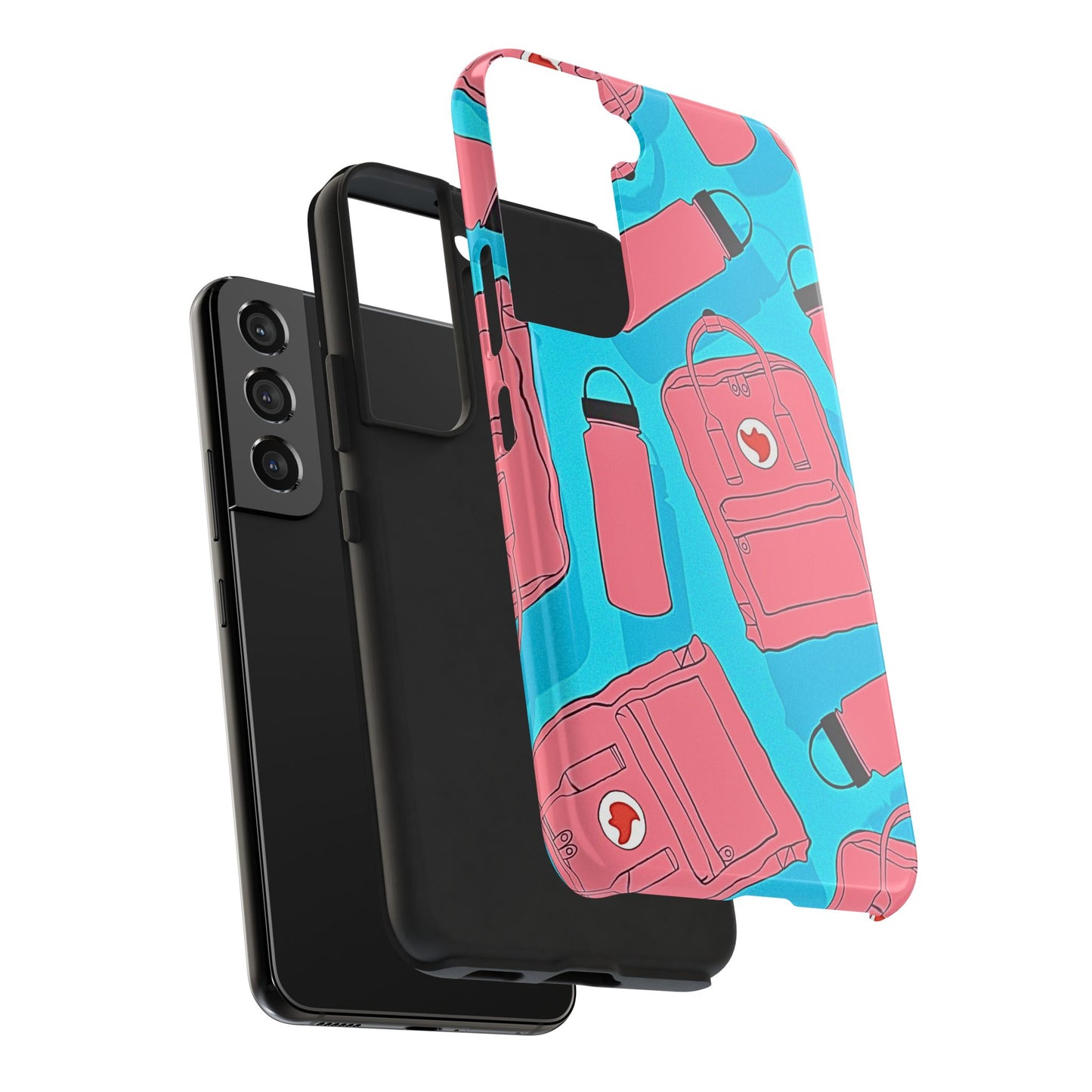 VSCO Kanken Backpack Water Bottle Pink & Blue Tough Phone Case | Aesthetic