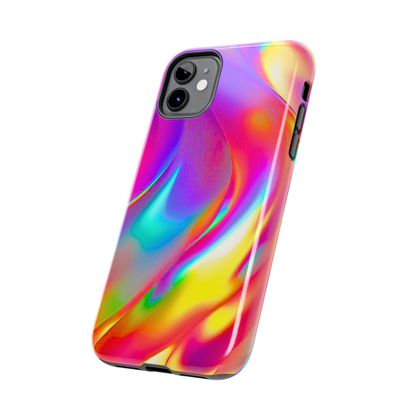 Funda resistente para teléfono con brillo metálico holográfico y estilo abstracto | Estética