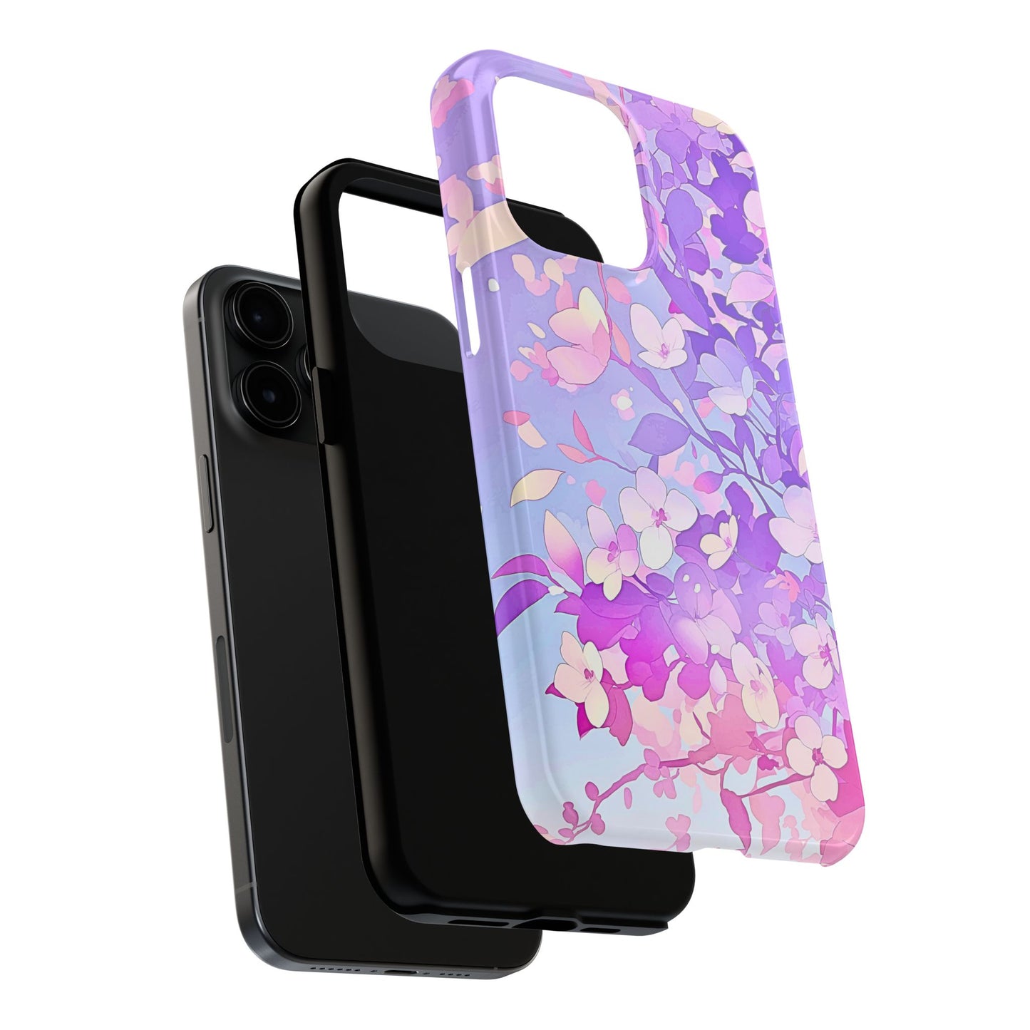 Funda resistente para teléfono con delicados estampados florales en tonos pastel | Estética