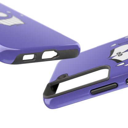 Awkward Nervous Cartoon Face Purple Background Tough Phone Case | Funny
