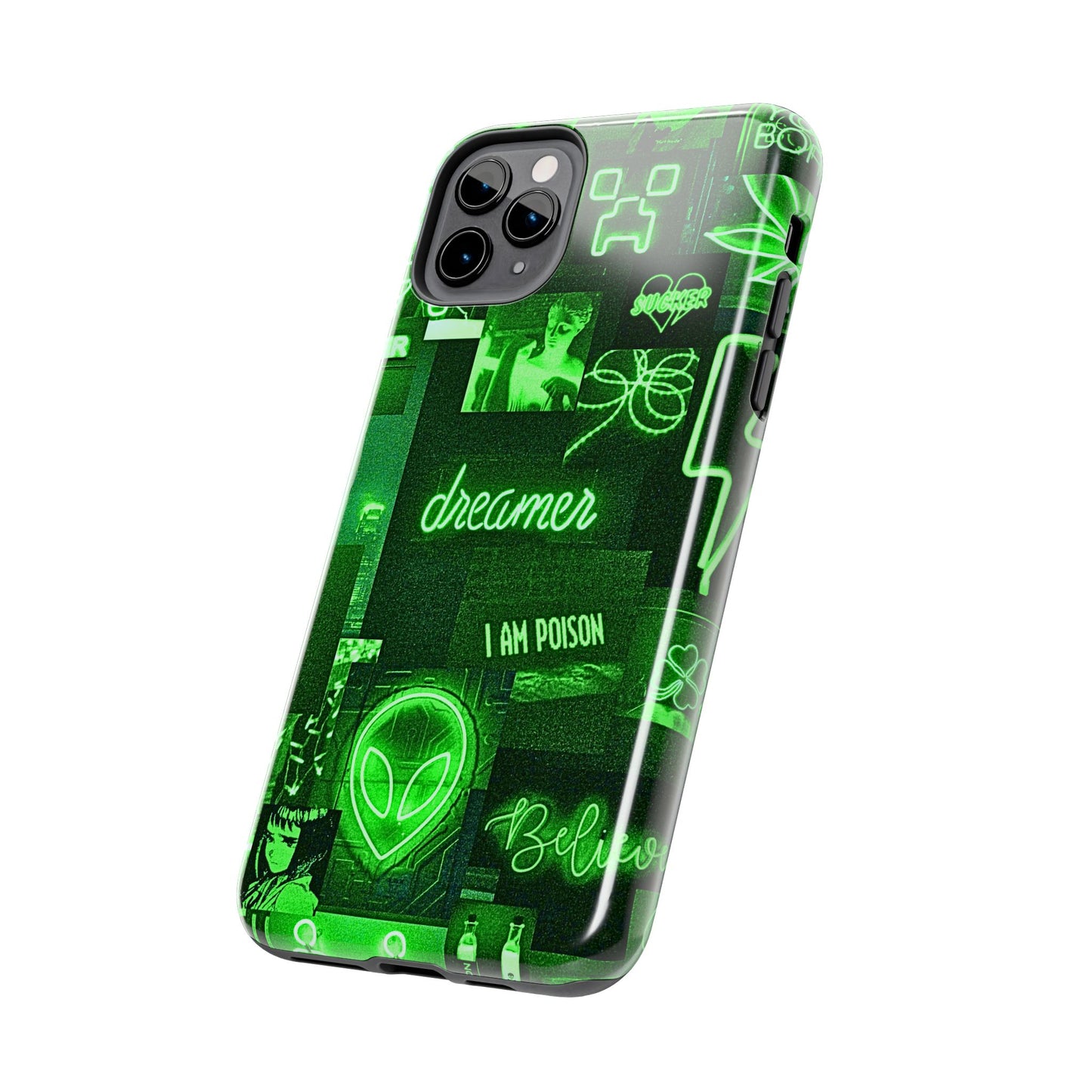 Green Neon Style Tough Phone Case | Aesthetic
