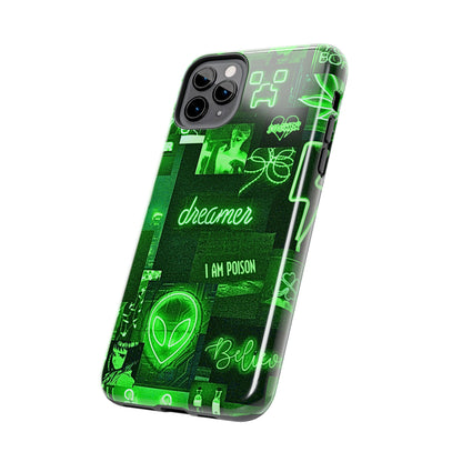 Green Neon Style Tough Phone Case | Aesthetic