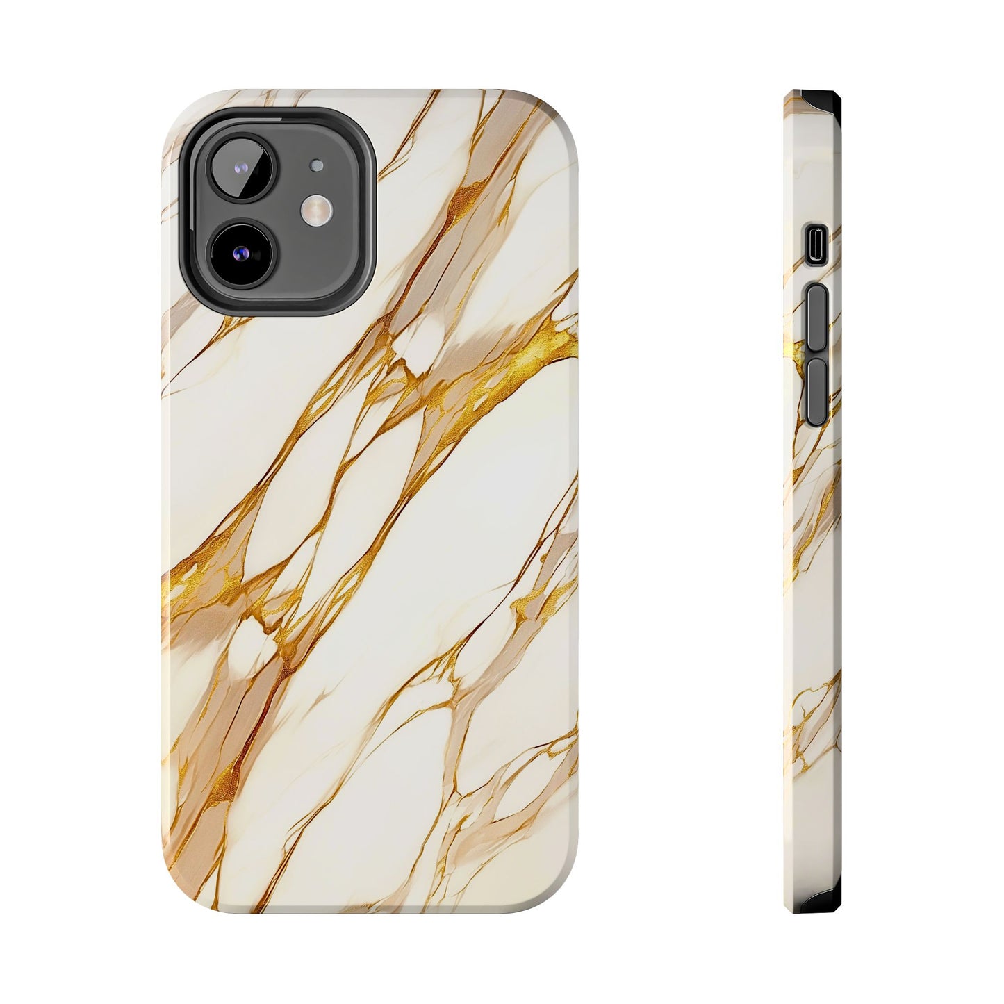 Funda/Cubierta resistente para teléfono con textura de mármol dorado de lujo | Estética