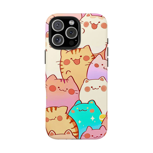 Kawaii Chubby Adorable Cats Tough Phone Case | Animals