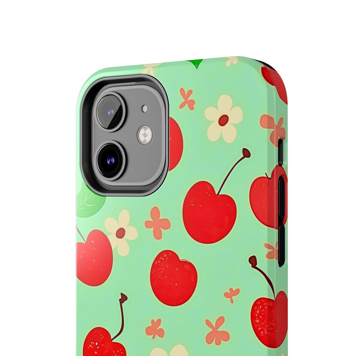 Cute Cherry Flower Pattern Mint Tough Phone Case | Aesthetic
