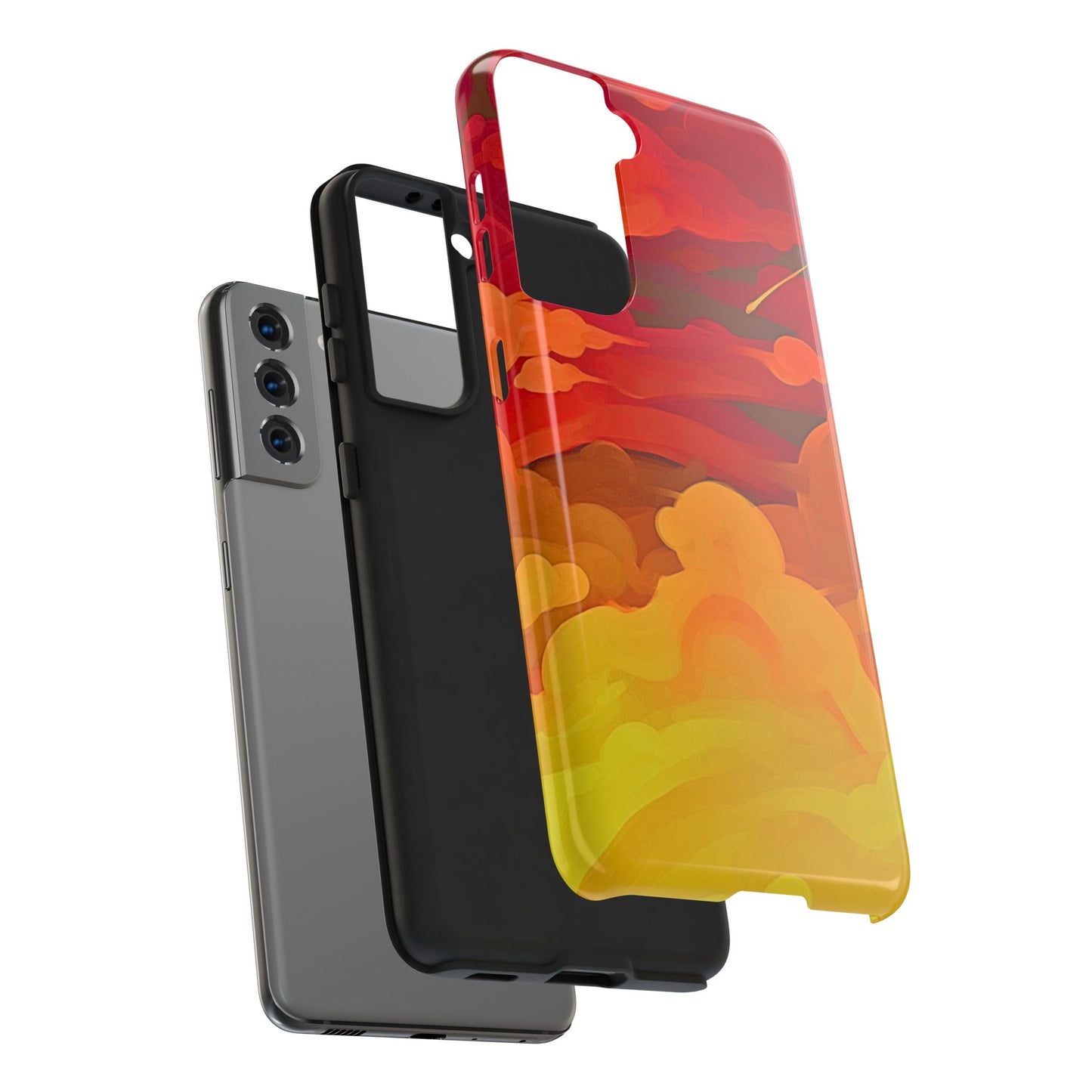 Funda resistente para teléfono con diseño de nubes rojas y naranjas | Estética