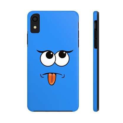 Silly Tongue Out Cartoon Face Blue Background Tough Phone Case | Funny