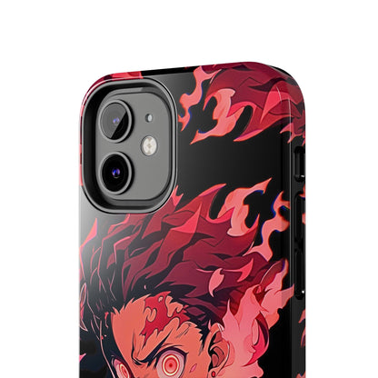 Tanjiro Kamado Flamed Style Black Tough Phone Case | Anime - Demon Slayer