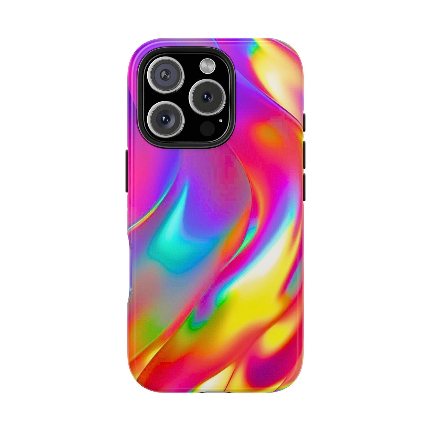 Funda resistente para teléfono con brillo metálico holográfico y estilo abstracto | Estética