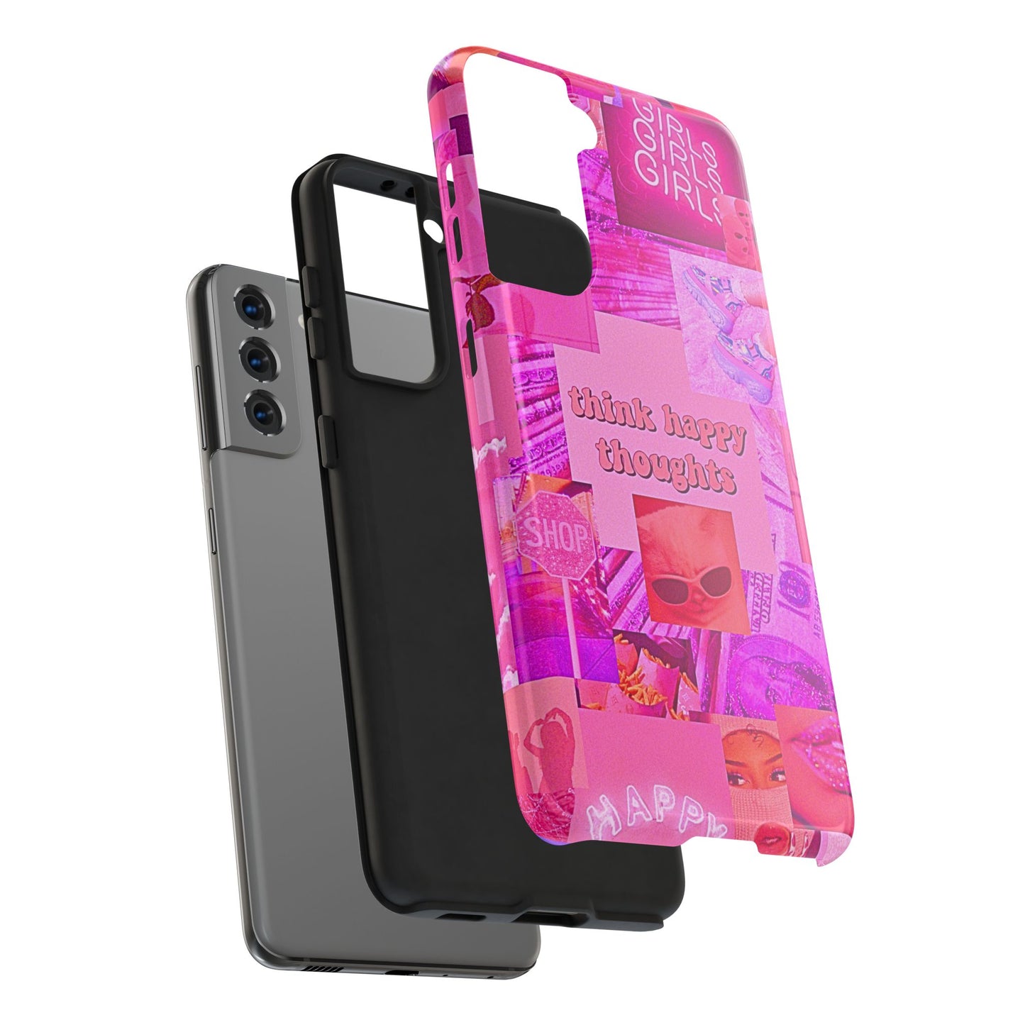 Think Happy Thoughts Pink Tough Phone Case | Aesthetic