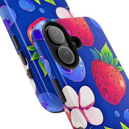 Cute Blueberry Strawberry Fruit Pattern Tough Phone Case | Aesthetic