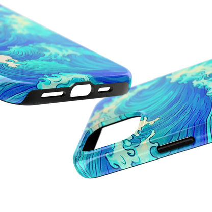 Funda resistente para teléfono con diseño de olas de agua | Estética