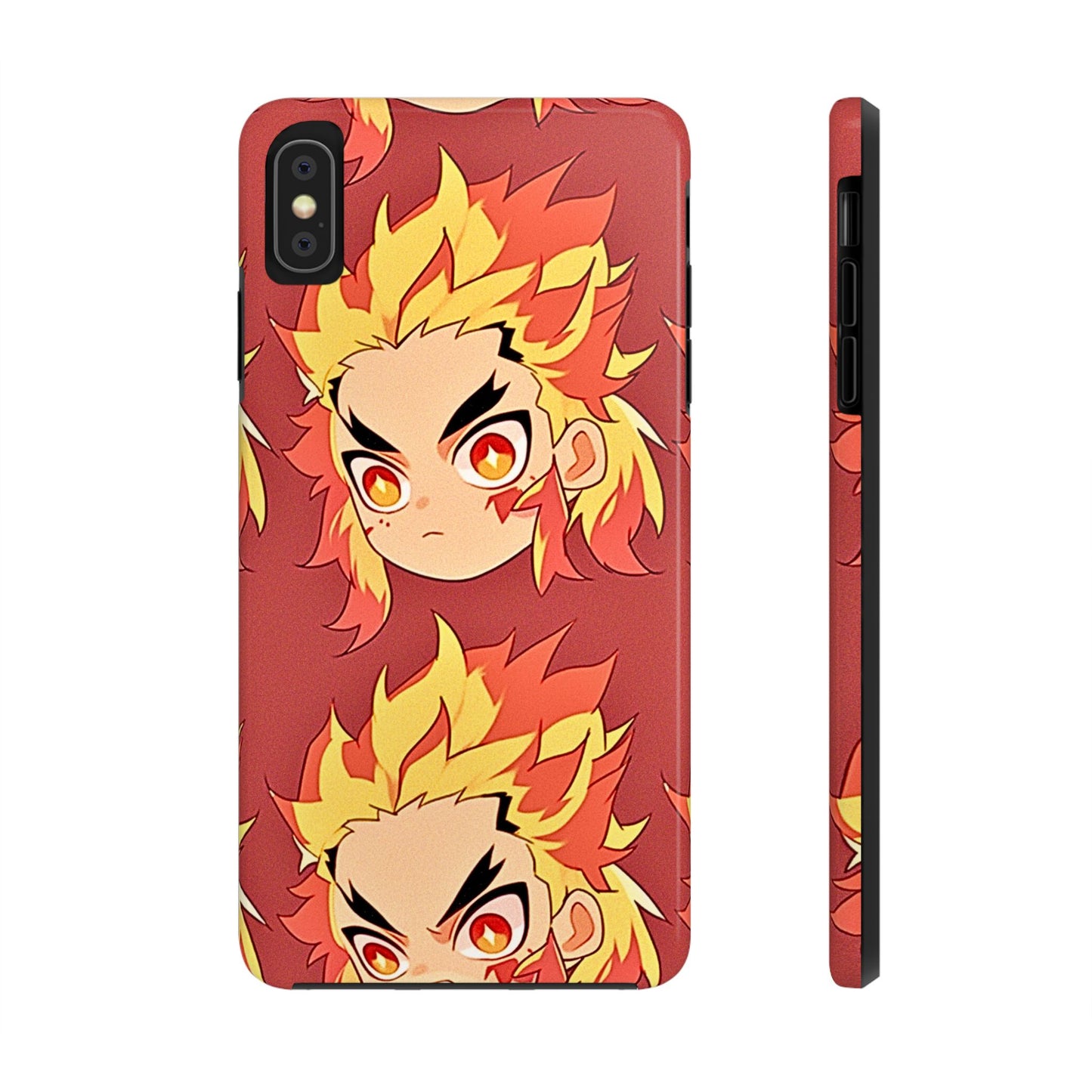 Rengoku Head Pattern Dark Orange Tough Phone Case | Anime - Demon Slayer