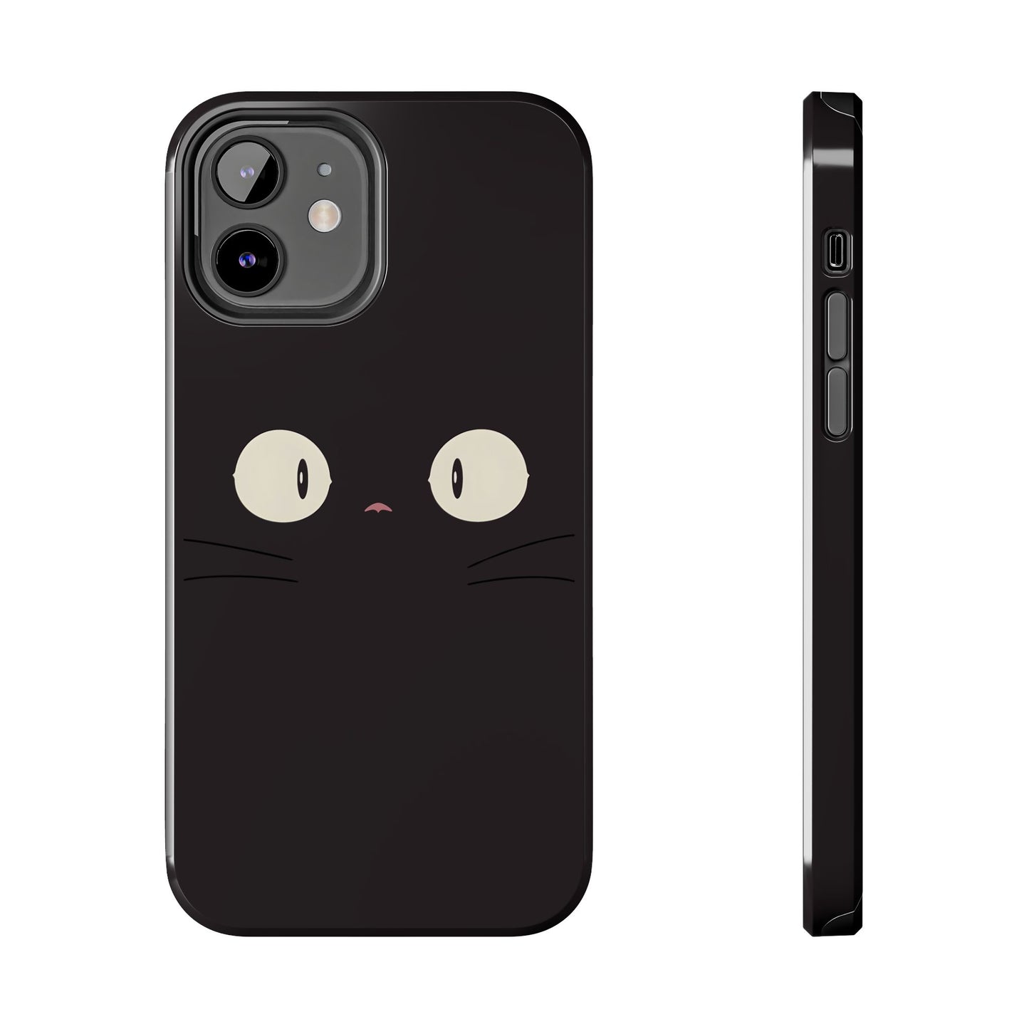 Adorable Black Cat Face and Eyes Minimal Tough Phone Case | Animals