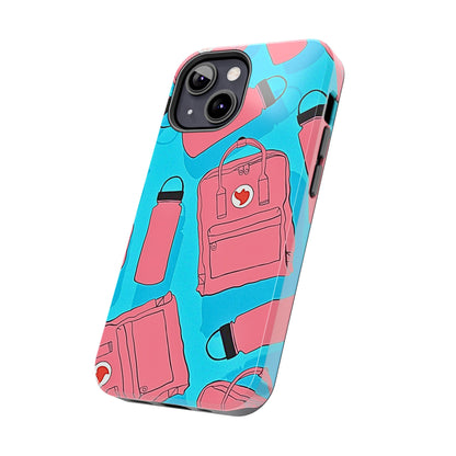 VSCO Kanken Backpack Water Bottle Pink & Blue Tough Phone Case | Aesthetic