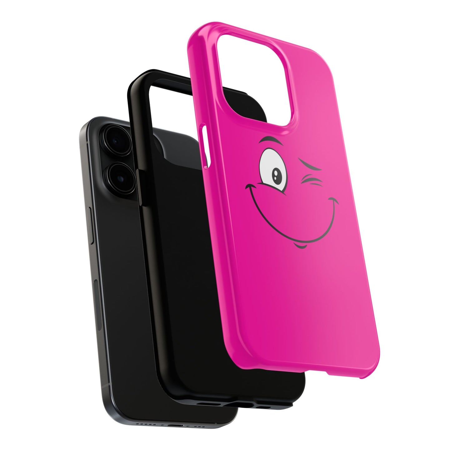 Winking Face Pink Background Cheeky Cartoon Style Tough Phone Case | Funny