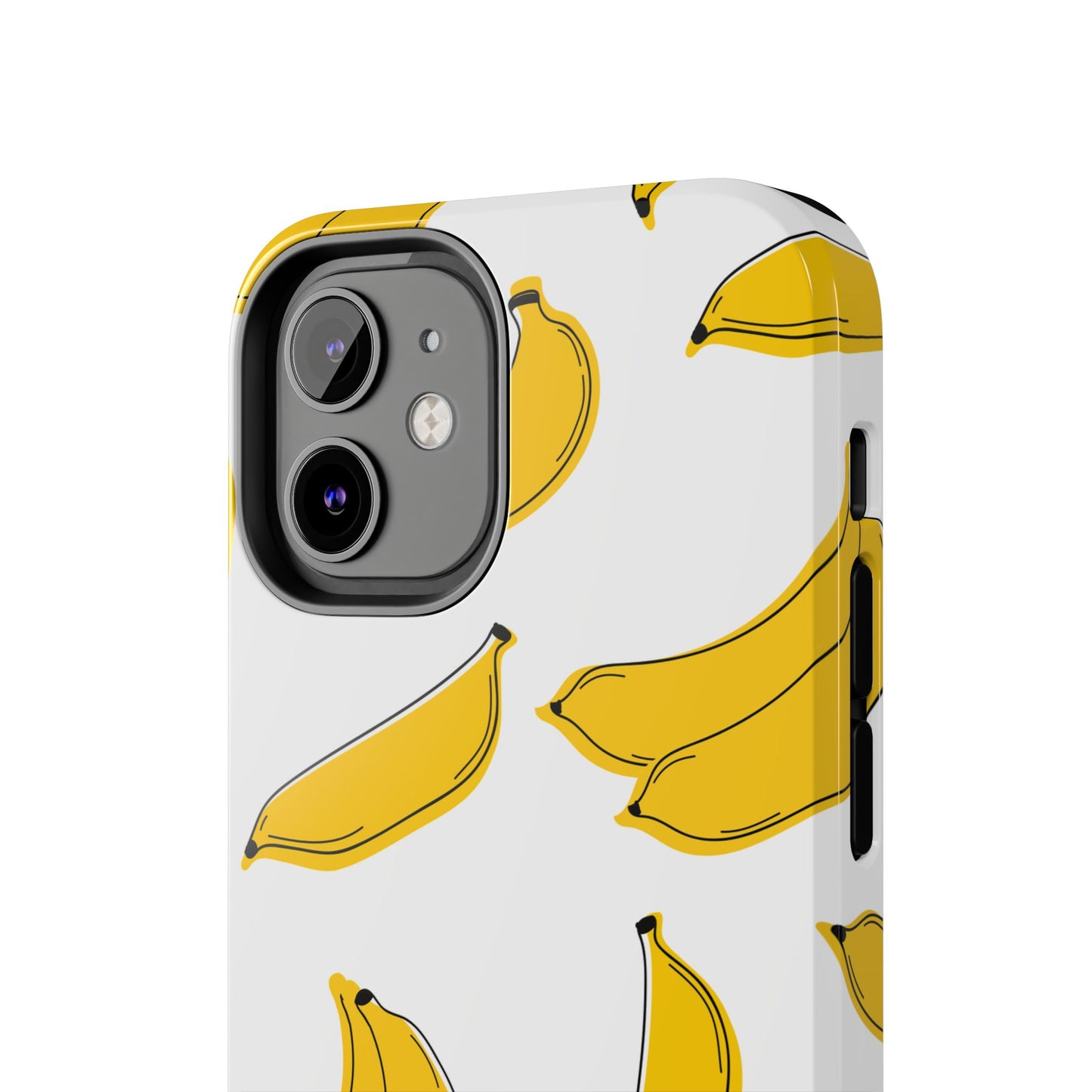 Bold Yellow Banana Pattern Minimal Line Art Tough Phone Case | Food
