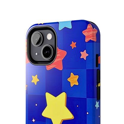 Funda resistente para teléfono con estampado de estrellas vibrantes y preppy | Estética