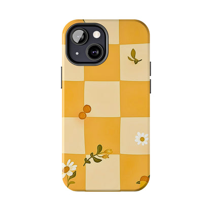 Yellow Checkered Preppy Daisies Tough Phone Case | Aesthetic