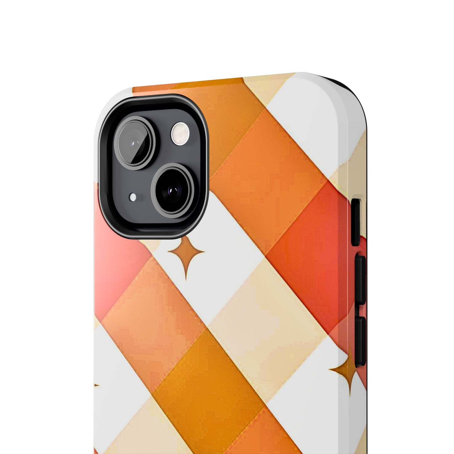 Pastel Orange & Pink Checkered Stars Tough Phone Case | Aesthetic