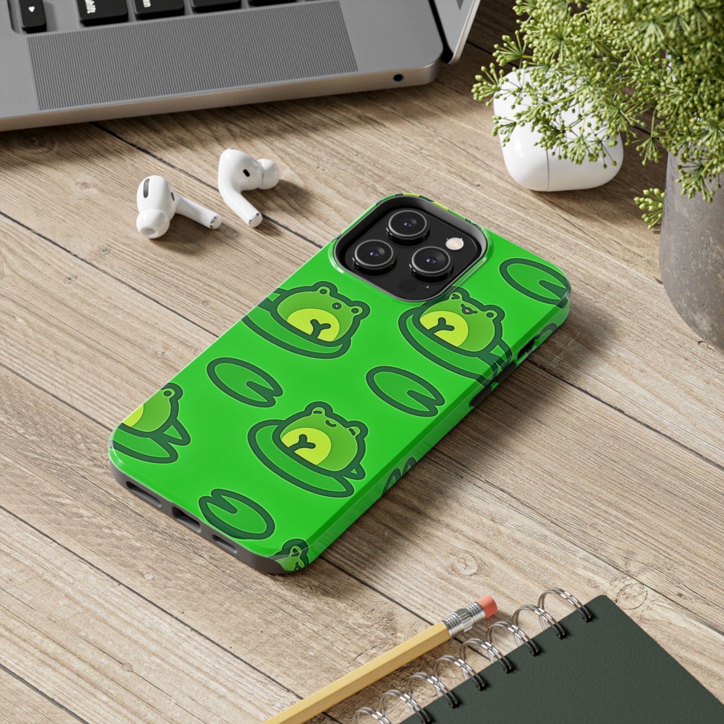 Cute Green Frogs Pattern Tough Phone Case | Animals