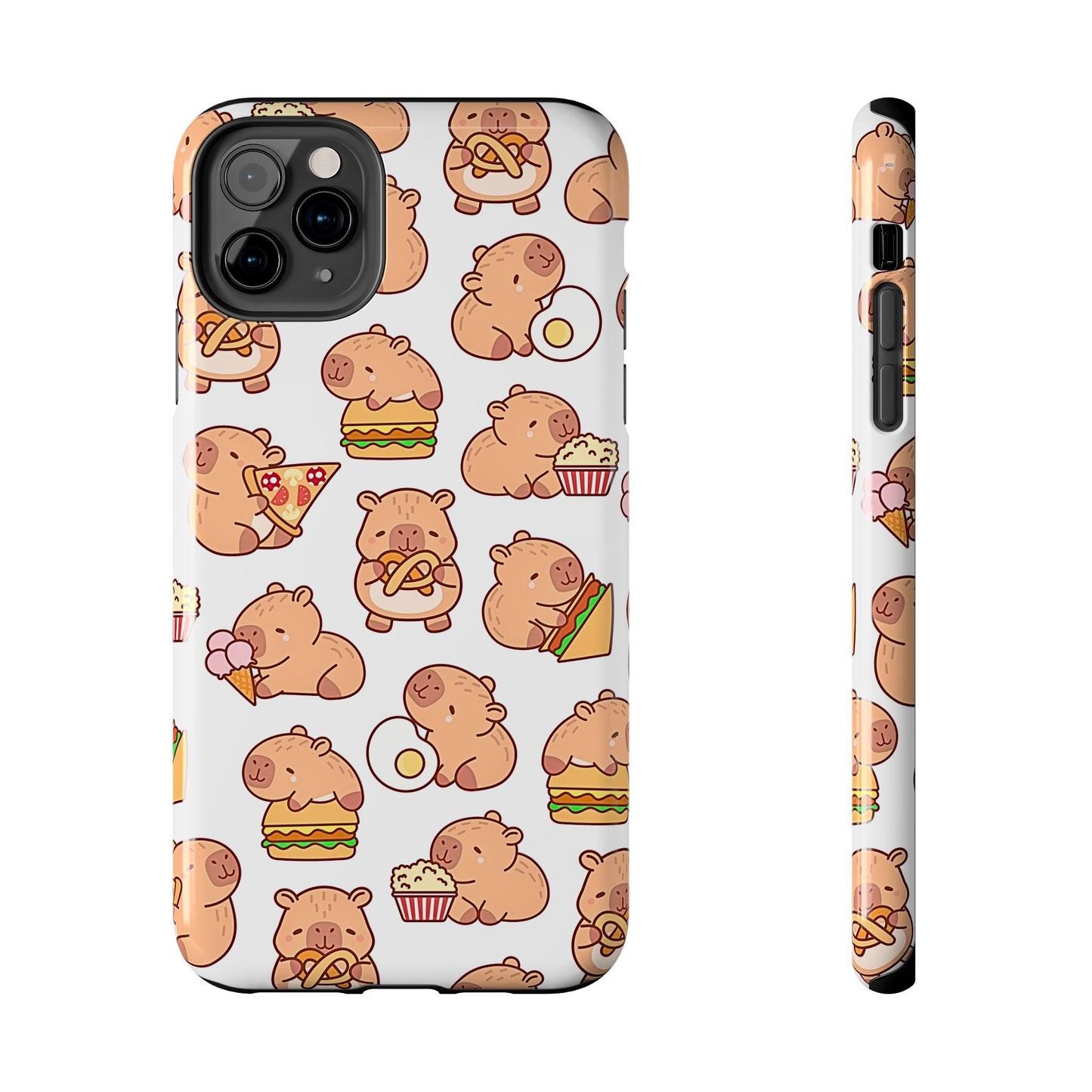 Cute Capybara Eating Pizza Ice Cream & Snacks Cartoon Food Tough Phone Case | Animals