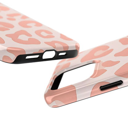 Funda resistente para teléfono con estampado de leopardo rosa preppy | Estética
