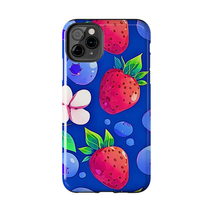 Cute Blueberry Strawberry Fruit Pattern Tough Phone Case | Aesthetic