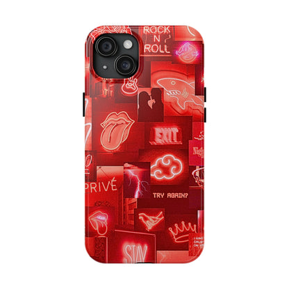 Funda resistente para teléfono con diseño de neón rojo | Estética