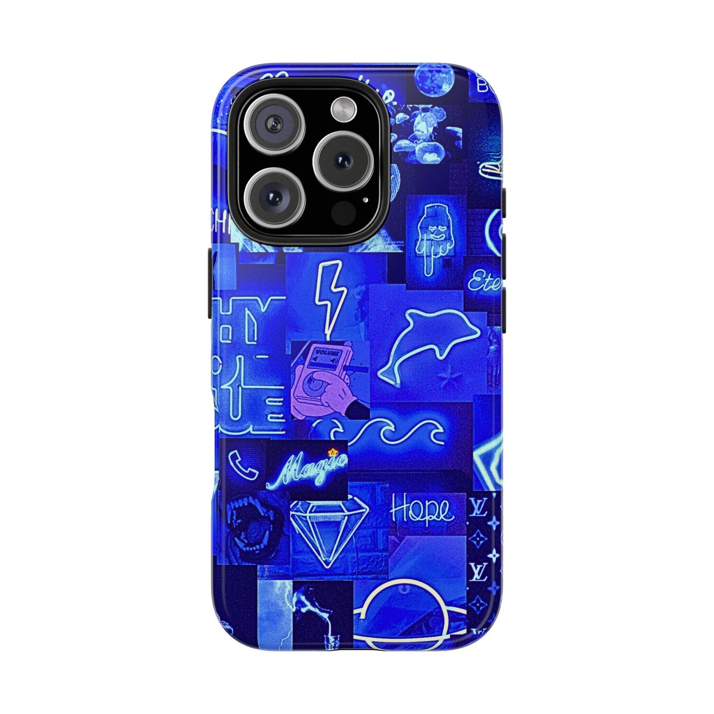 Blue Neon Style Tough Phone Case | Aesthetic