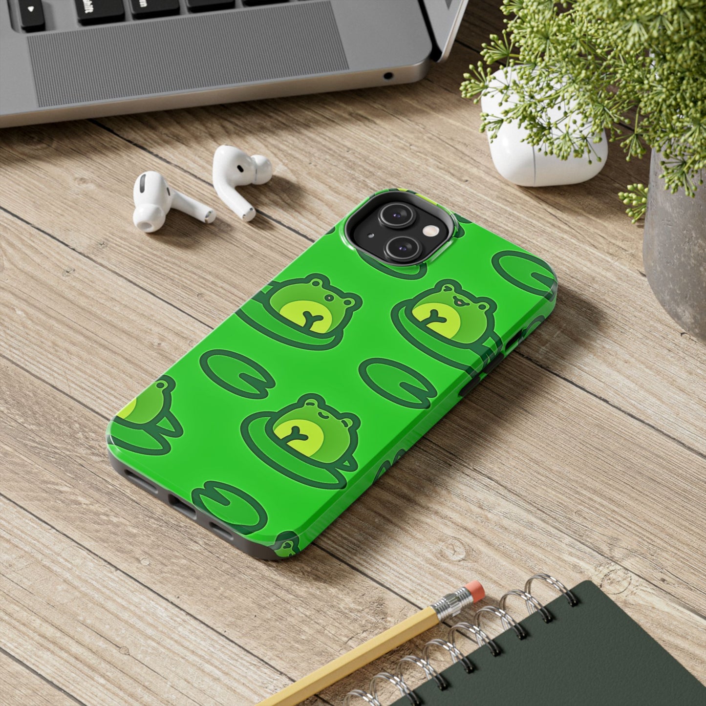 Cute Green Frogs Pattern Tough Phone Case | Animals