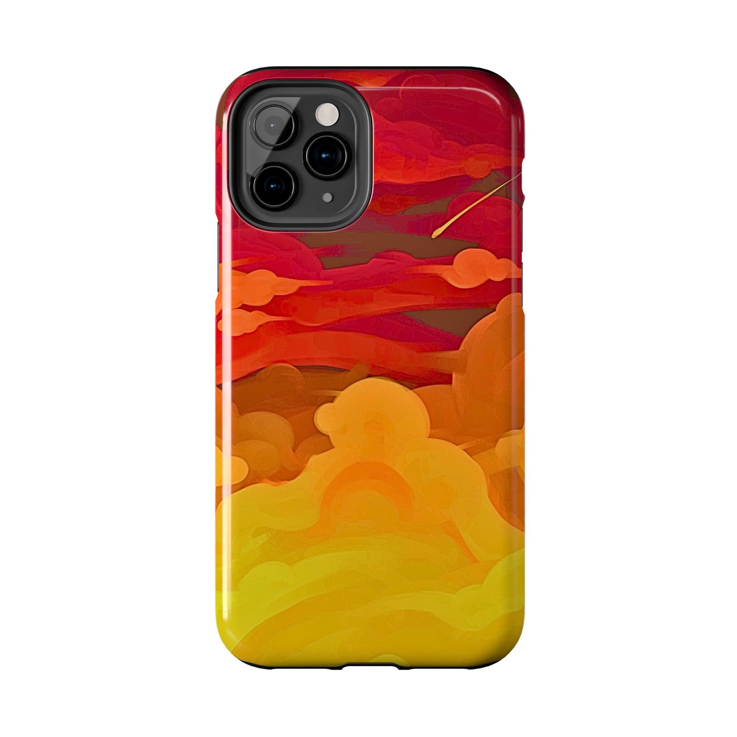 Funda resistente para teléfono con diseño de nubes rojas y naranjas | Estética