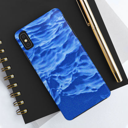 Funda resistente para teléfono azul oscuro con olas del océano borrosas | Estética