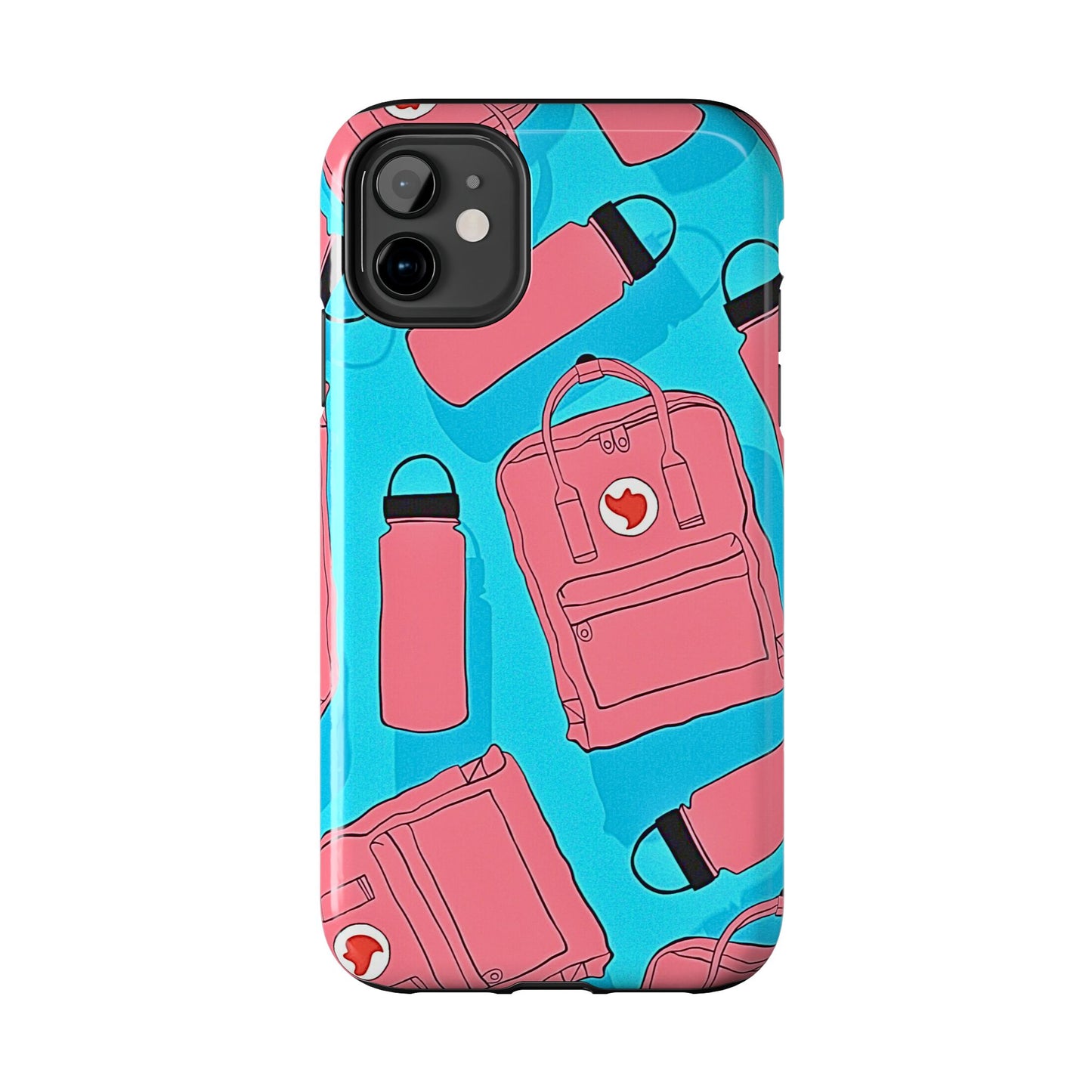 VSCO Kanken Backpack Water Bottle Pink & Blue Tough Phone Case | Aesthetic