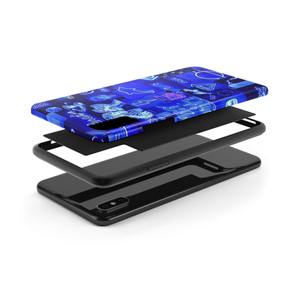 Blue Neon Style Tough Phone Case | Aesthetic