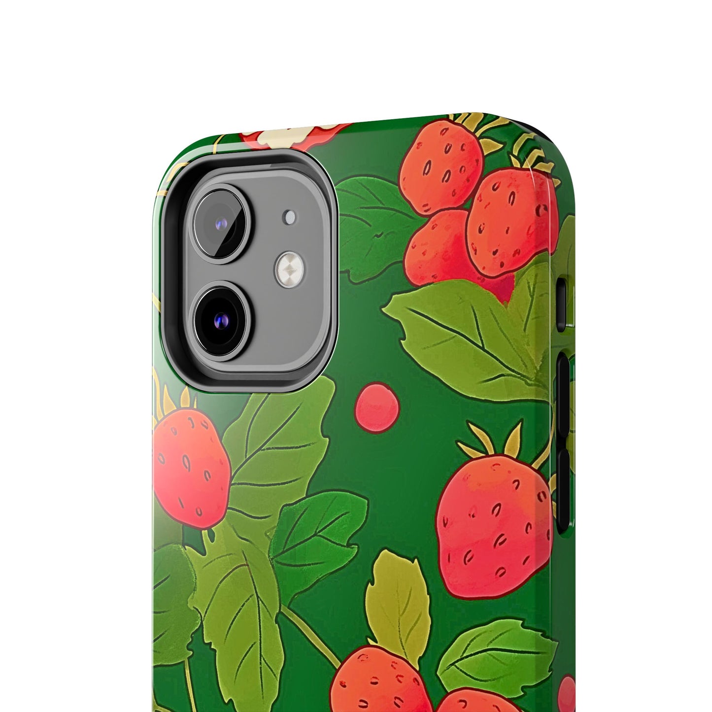 Dark Strawberry Pattern Preppy Tough Phone Case | Aesthetic