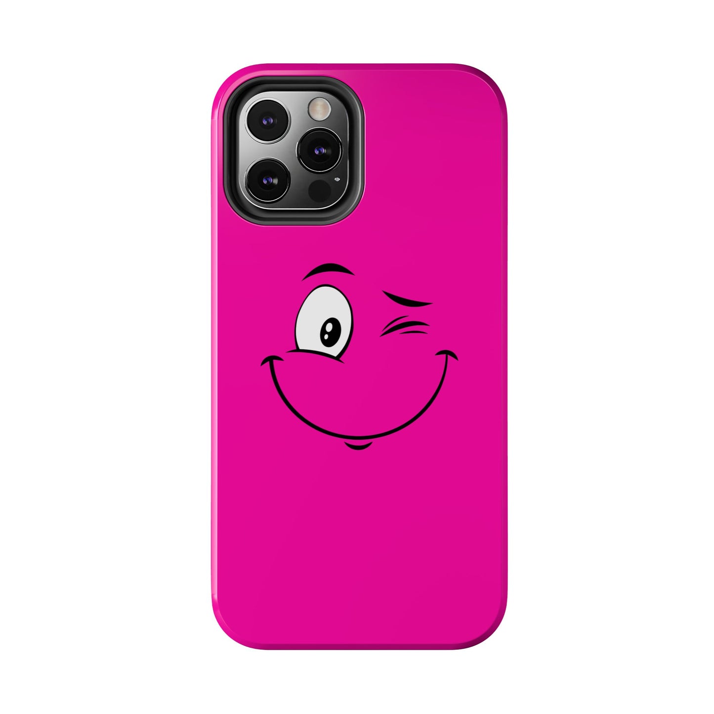 Winking Face Pink Background Cheeky Cartoon Style Tough Phone Case | Funny