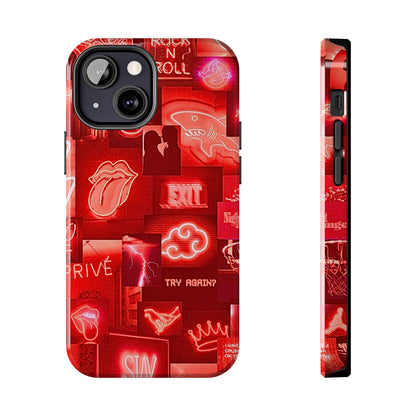 Funda resistente para teléfono con diseño de neón rojo | Estética