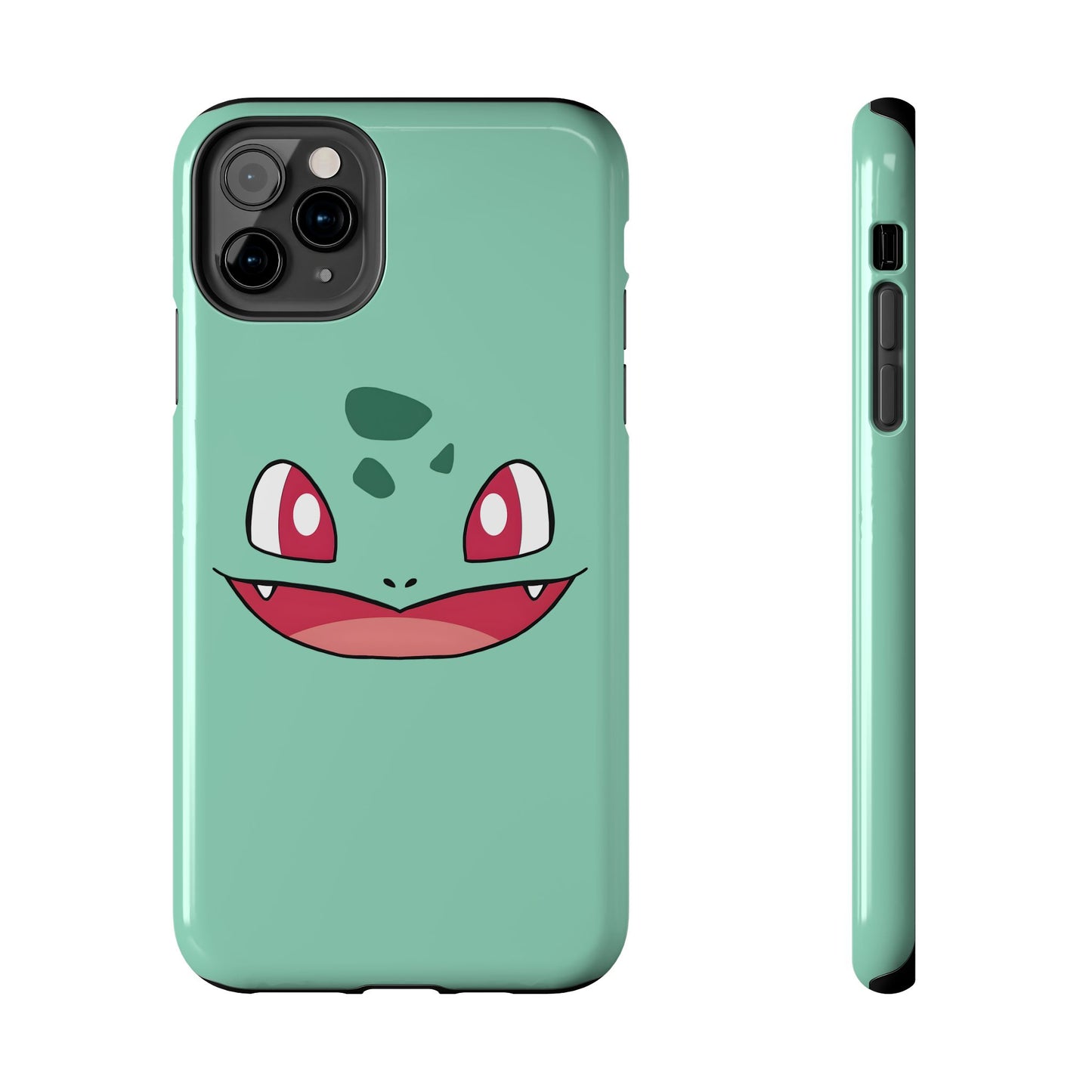 Green Leaf Dino Smile Red Eyes Cute Creature Tough Phone Case | Anime