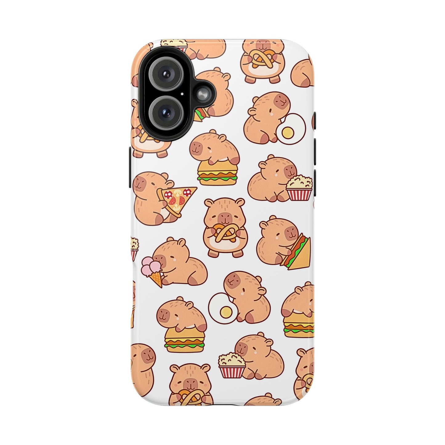 Cute Capybara Eating Pizza Ice Cream & Snacks Cartoon Food Tough Phone Case | Animals