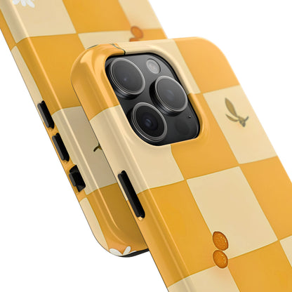 Yellow Checkered Preppy Daisies Tough Phone Case | Aesthetic