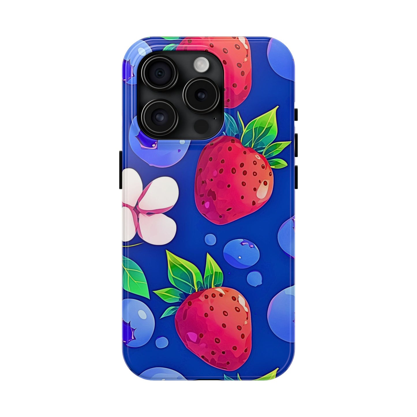 Cute Blueberry Strawberry Fruit Pattern Tough Phone Case | Aesthetic
