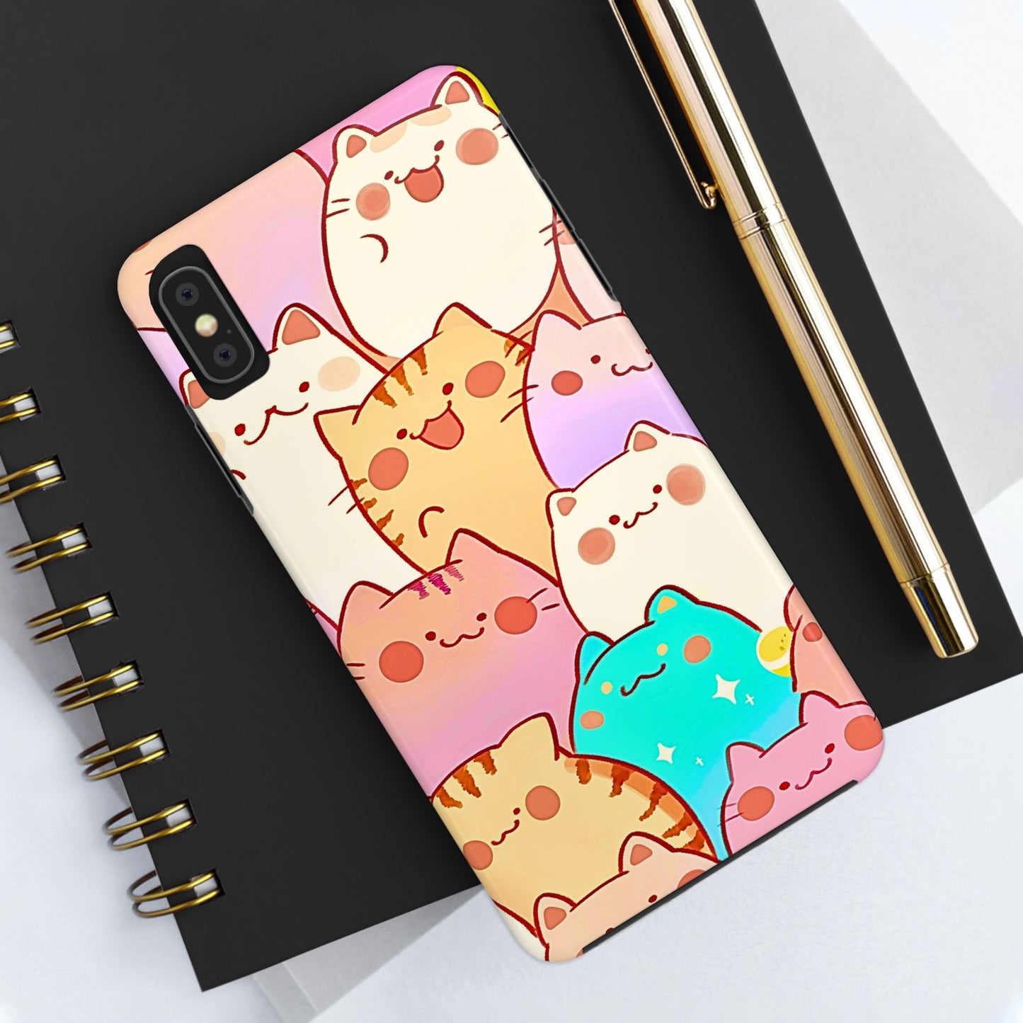Kawaii Chubby Adorable Cats Tough Phone Case | Animals