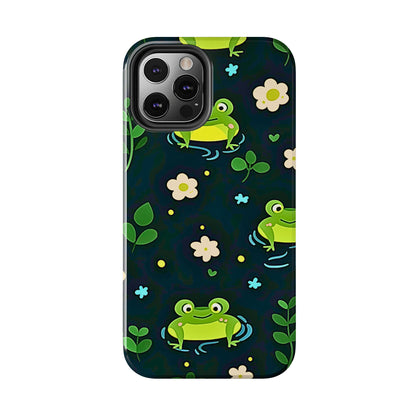 Kawaii Froggy Pattern Black Tough Phone Case | Animals