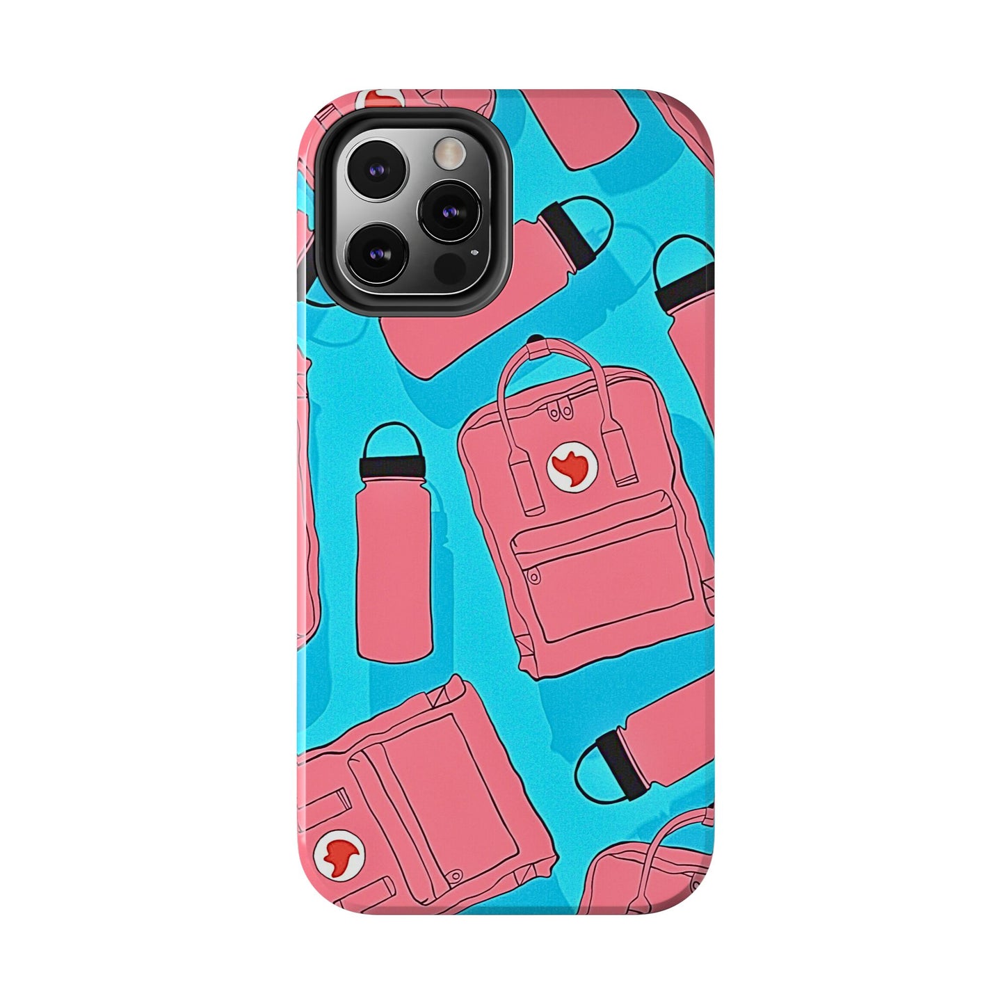 VSCO Kanken Backpack Water Bottle Pink & Blue Tough Phone Case | Aesthetic