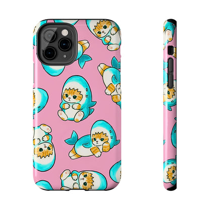 Pink Cute Shark Cats Pattern Tough Phone Case | Animals