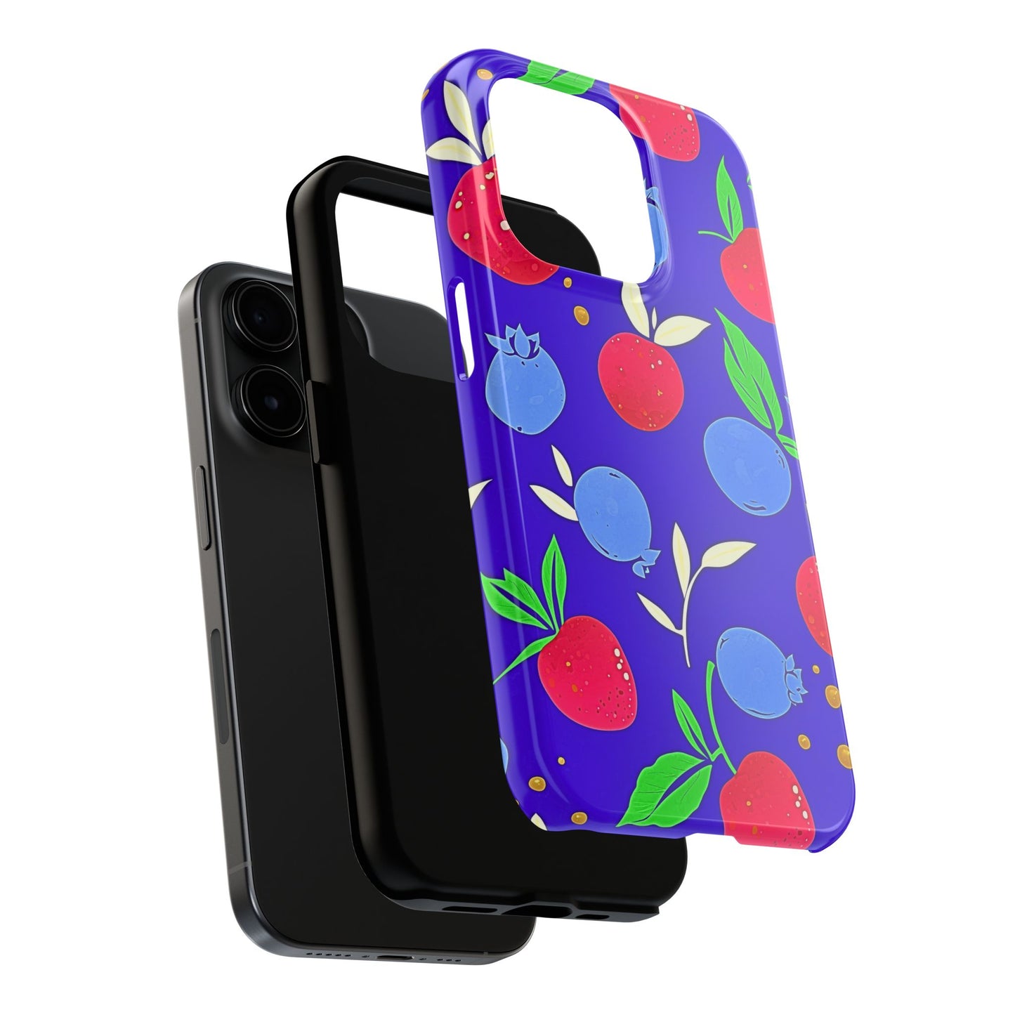 Funda resistente para teléfono con diseño de arándanos y fresas | Estética